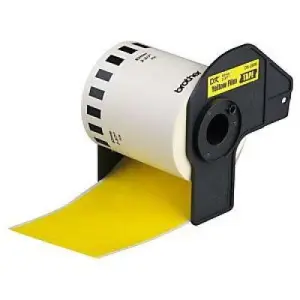 Brother DK44605 Etiquetas Removibles 62mm x 30,48m Texto Negro sobre Fondo Amarillo