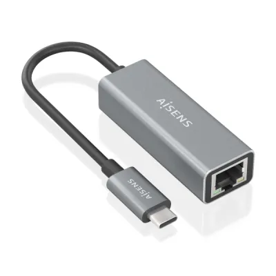 Aisens Conversor USB 3.1 Gen 1 USB-C a Ethernet Gigabit 10/100/1000 Mbps 15cm Gris