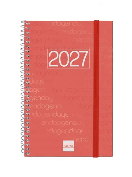 Finocam Agenda Anual 2027 Espiral Horizontal E5 117x181mm Tapa Polipropileno Rojo