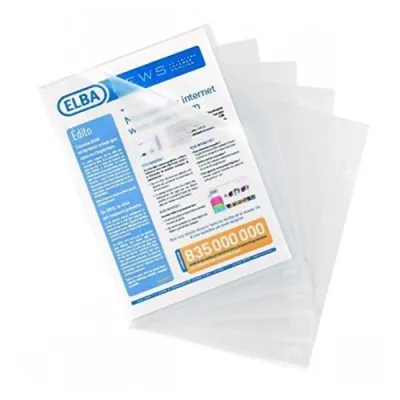 Elba Dossier Uñero Standard Folio PP 120 Micras Piel Naranja Transparente Caja 100 Ud
