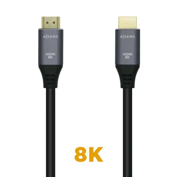 Aisens Cable HDMI V2.1 Premium Alta Velocidad HEC 8K@60Hz 48Gbps 1,0M Gris/Negro