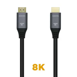 Aisens Cable HDMI V2.1 Premium Alta Velocidad HEC 8K@60Hz 48Gbps 1,0M Gris/Negro