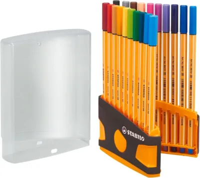 Stabilo Point 88 Pack de 20 Rotuladores Punta Fina 0.4mm Tinta a Base de Agua Colores Surtidos