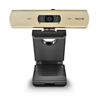 NGS XpressCam 4000 Webcam 4K USB 2.0 - 30 FPS, Filtro de Privacidad, Micrófono Multidireccional, Cable 1.50m, Negro/Dorado