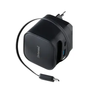 Intenso Cargador GaN Retráctil W65ACIC Negro