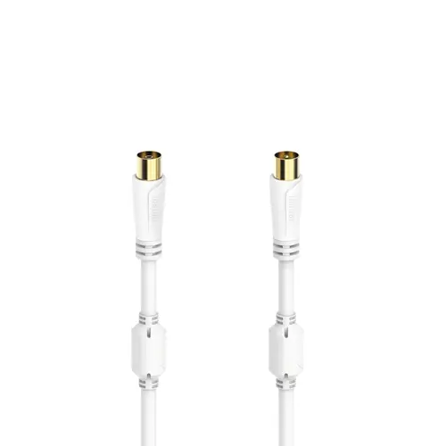 Hama Cable Coaxial Antena Macho/Hembra 0.75m Oro Triple Blindaje 100dB 75Ohm Blanco