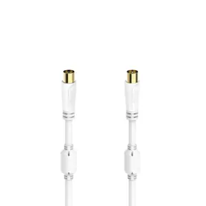 Hama Cable Coaxial Antena Macho/Hembra 0.75m Oro Triple Blindaje 100dB 75Ohm Blanco