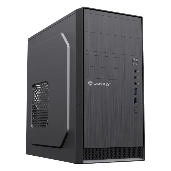 UNYKA Aero C12 Micro ATX Caja Frontal Aluminio Cepillado USB 3.0 USB-C Negro