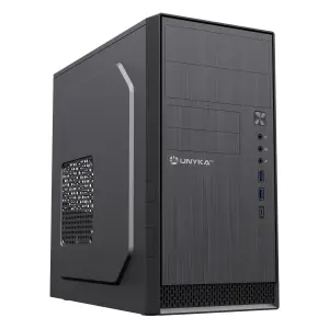 UNYKA Aero C12 Micro ATX Caja Frontal Aluminio Cepillado USB 3.0 USB-C Negro