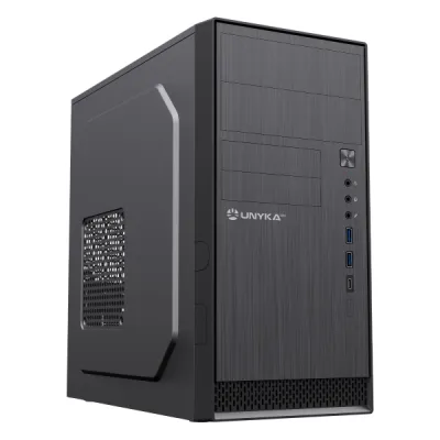 UNYKA Aero C12 Micro ATX Caja Frontal Aluminio Cepillado USB 3.0 USB-C Negro