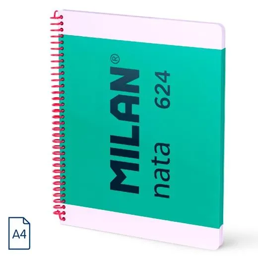 Milan Cuaderno Espiral A4 80H 95Gr 5X5Mm Tapa Dura Colección Nata® 624 Since 1918 Verde