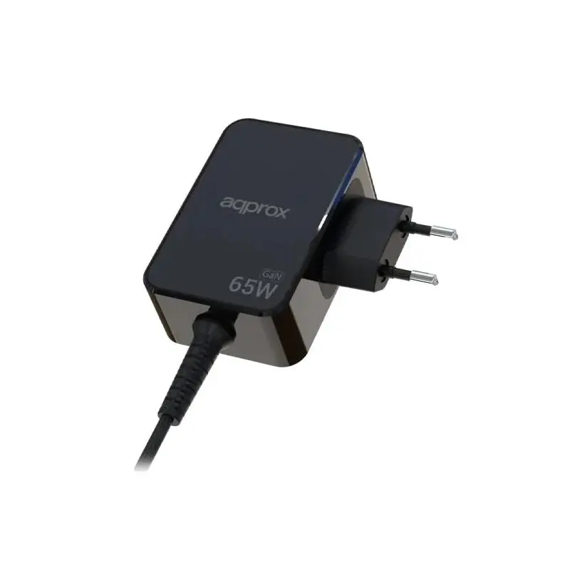 Approx Cargador USB Gan 65W con Cable USB-C de 1.8m en Color Negro