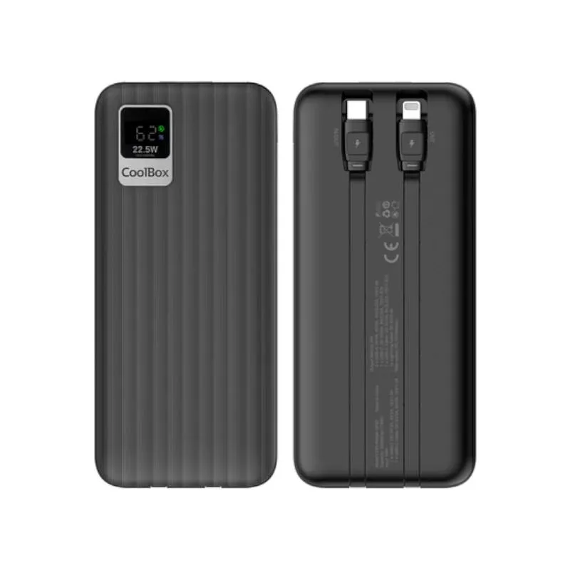 Coolbox DP10 Powerbank 10000mAh 22.5W PD QC USB-C Lightning Pantalla LCD Negro