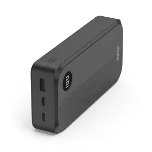 Hama Powerbank 20000mAh Polímero de Litio USB-C USB-A Carga Rápida Pantalla Digital Negro