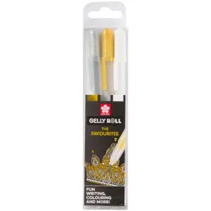 Talens Estuche de 3 Bolígrafos Gelly Roll Oro/Plata/Blanco