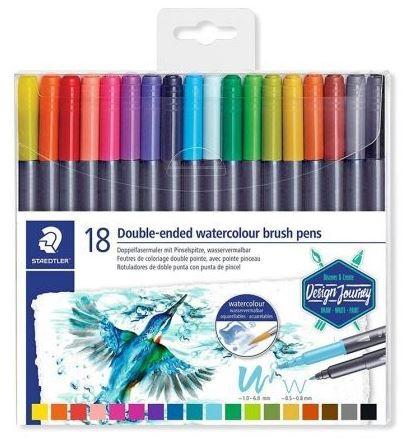 Staedtler Rotuladores Design Journey Doble Punta Fina/Pincel Acuarelables C/Surtidos Estuche 18 Ud
