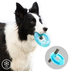 Innovagoods Glubiz Juguete Mordedor Congelable para Mascotas 2 en 1 - Caucho Termoplastico - Resistente y Duradero - Efecto Frio - Facil Limpieza - 12x3.5cm - Color Azul