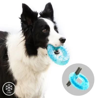 Innovagoods Glubiz Juguete Mordedor Congelable para Mascotas 2 en 1 - Caucho Termoplastico - Resistente y Duradero - Efecto Frio - Facil Limpieza - 12x3.5cm - Color Azul