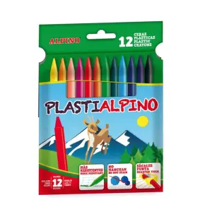 Alpino Ceras Plásticas Plastialpino 115mm Estuche de 12 Surtidos No Manchan
