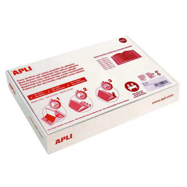 Apli Forro De Libros Con Solapa Ajustable 290mm PVC 130 Micras Caja 100 Ud