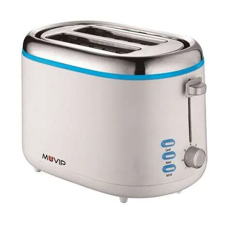 Muvip Design Tostadora De Pan 850W - Capacidad Para 2 Rebanadas - 7 Niveles De Tostado - Funcion Calentar, Descongelacion Y Recalentar - Parada Automatica Y Manual