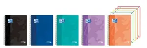 Oxford Cuaderno A5+ Cuadriculado 5x5mm 120 Hojas 90gr Tapa Superresistente 4 Bandas Color Surtido