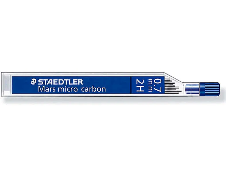 Staedtler Mars Micro Carbon 250 Tubo De 12 Minas De Grafito - Dureza 2H - Trazo 0.7Mm - Alta Resistencia