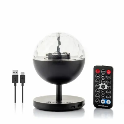 InnovaGoods Proyector LED Recargable con Altavoz Bluetooth 800mAh Mando a Distancia 10.7x15.3cm Negro