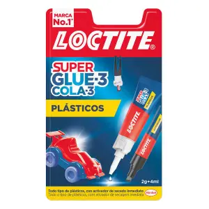 Loctite Superglue-3 Pegamento para Plásticos Difíciles 2gr + Activador 4ml