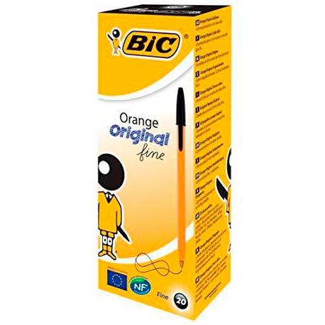 Bic Bolígrafo Naranja Original Fine Negro Caja 20 Ud