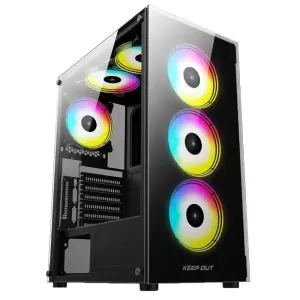 Keep Out XC-210 MicroATX Caja con Cristal Templado Negro, 1x3.5”, 2x2.5”, USB 2.0/3.0, GPU Max 305mm