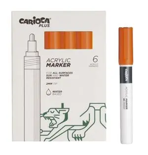 Carioca Plus Pack de 6 Marcadores Acrílicos Punta 2mm Color Naranja