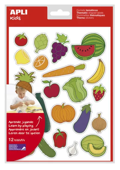 Apli Bolsa de Gomets Temáticos Frutas y Verduras - 276 Gomets Adhesivos Removibles