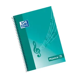 Oxford Cuaderno de Música Espiral Folio 20 Hojas 15 Pentagramas 2mm Tapa Blanda Ice Mint