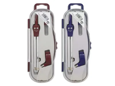 Bismark Compas Escolar Con Articulacion Y Adaptador Universal - Incluye Tubo De Minas - Presentado En Estuche De Plastico - 2 Colores Aleatorios