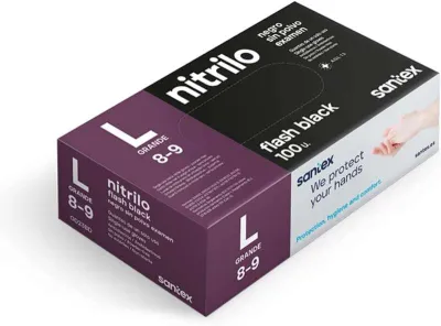 Santex Pack de 100 Guantes de Nitrilo Talla L 6g Sin Polvo Color Negro
