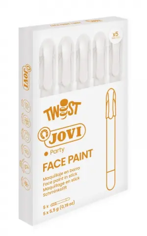 Jovi Twist Stick de Pintura de Cara - Hipoalergenico - Base Agua - Facil Aplicacion - Gran Cobertura - Secado Rapido - Facil de Retirar - Libre de Parabenos y Alergenos - Color Blanco