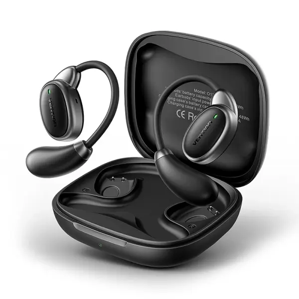 Vention Open Ear 013 Auriculares Intraurales Inalambricos - Bluetooth 5.4 - Autonomia Hasta 8H - Ganchos De Silicona Hipoalergenicos - Cancelacion De Ruido Ambiental Enc - Ipx4 - Color Negro