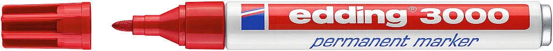 Edding 3000 Rotulador Permanente - Punta Redonda De 1.5Mm - Trazo Entre 1.5 Y 3Mm - Recargable - Secado Rapido - Color Rojo