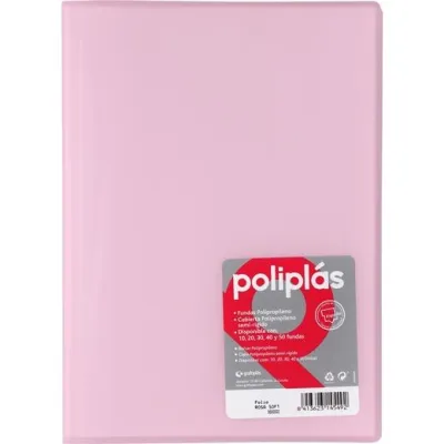 Grafoplás Carpeta Con Fundas Poliplás Soldadas Folio 10 Fundas PP Semirrígido Translúcido Rosa Soft