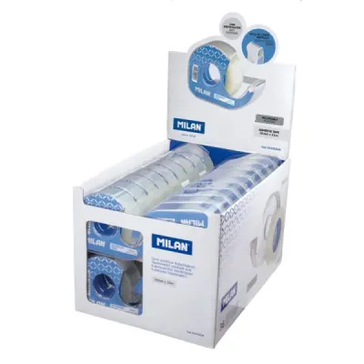 Milan Expositor 36 Cintas Adhesivas Transparentes 19mm x 33m con Dispensador