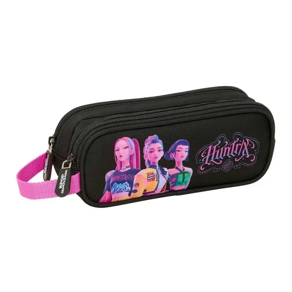 Safta Portatodo K-Pop Demon Hunters 2 Compartimentos 1L 21x8x6cm Negro y Rosa