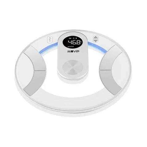 Muvip Round Design Bascula De Baño Digital - Pantalla Lcd - Plataforma De Cristal - Peso Max. 180Kg - Auto Apagado