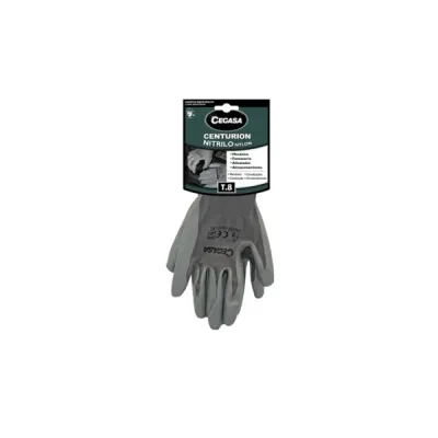 Cegasa Centurion Guantes de Trabajo Talla 8 Nylon con Recubrimiento de Nitrilo Gris