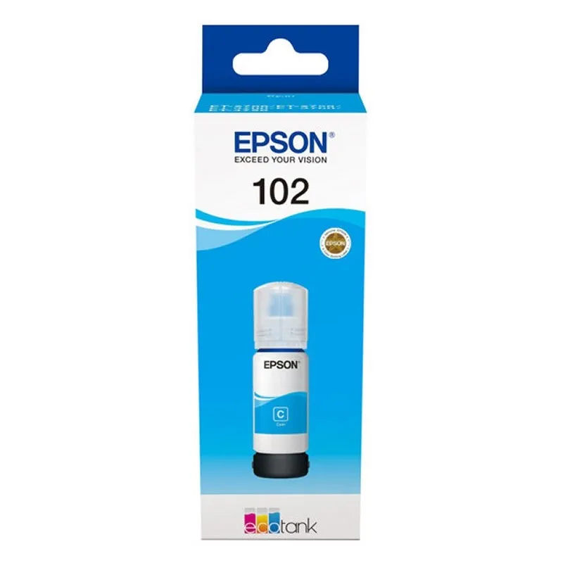 Epson Tinta Bote Cian Ecotank Nº 102 para ET-2700, 2750, 3700, 3750, 4750
