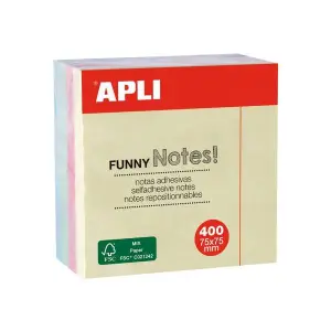 Apli Cubo De Notas Adhesivas Funny 75X75mm 400 Hojas Colores Surtidos Pastel