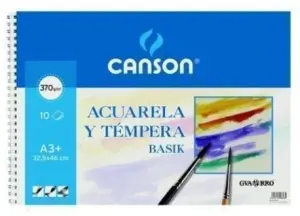 Canson Bloc Acuarela y Témpera Basik Espiral 10 Hojas 370gr 32,5x46cm Suelto