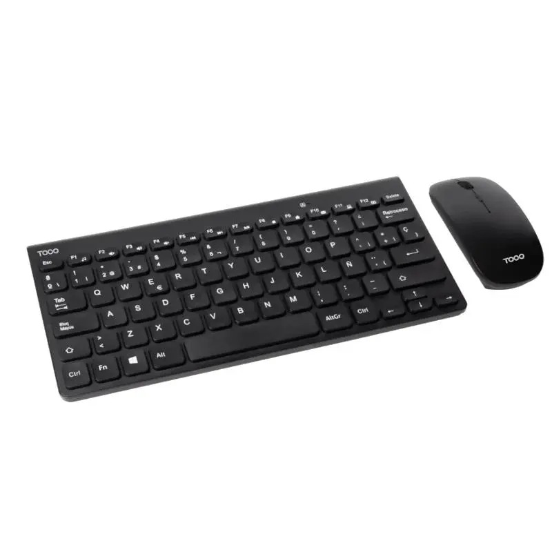 TooQ Teclado Compacto Inalámbrico y Ratón Slim, Negro
