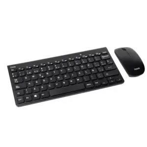TooQ Teclado Compacto Inalámbrico y Ratón Slim, Negro