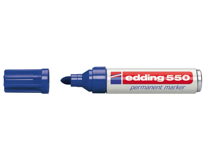 Edding 550 Rotulador Permanente - Punta Redonda - Trazo Entre 3 Y 4 Mm. - Recargable - Secado Rapido - Color Azul